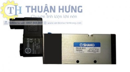 Van Điện Từ Khí Nén SHAKO PU520-03-S (Van Hơi 5/2, Ren 3/8, 17mm)