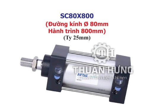Ben hơi khí nén AIRTAC SC80x800 (Đường kính phi 80mm x hành trình 800mm)