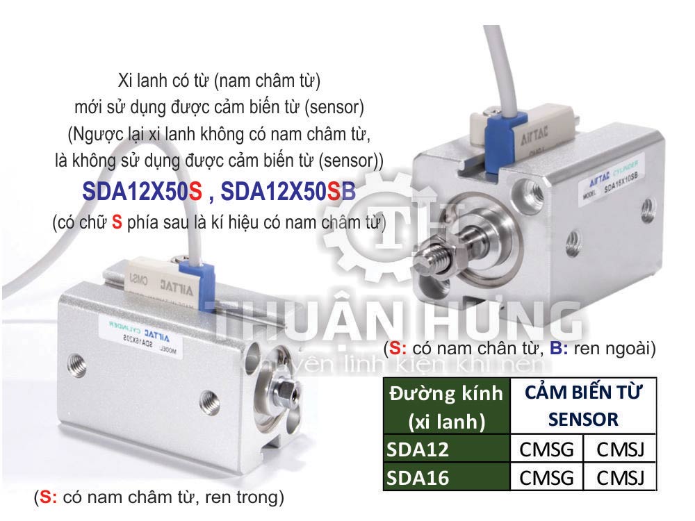 Cảm biến từ xi lanh Compact Airtac SDA12, SDA16
