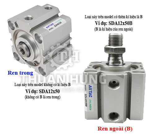 Ren trong và ren ngoài của ben hơi khí nén AIRTAC SDA16