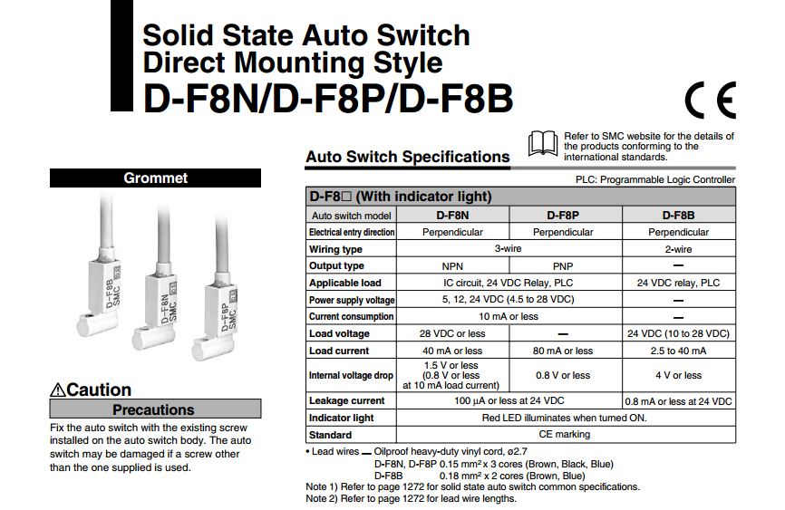 Thông số kĩ thuật của cảm biến từ sensor SMC D-F9B