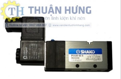 Van Điện Từ Khí Nén SHAKO PU520-02-S (Van Hơi 5/2, Ren 1/4, 13mm)