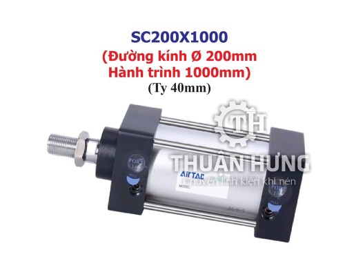 Ben hơi khí nén AIRTAC SC200x1000 (phi 200mm x hành trình 1000mm)