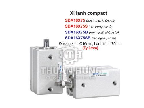 Xi lanh Compact Airtac SDA16X75 (Đường kính phi 16mm x hành trình 75mm)