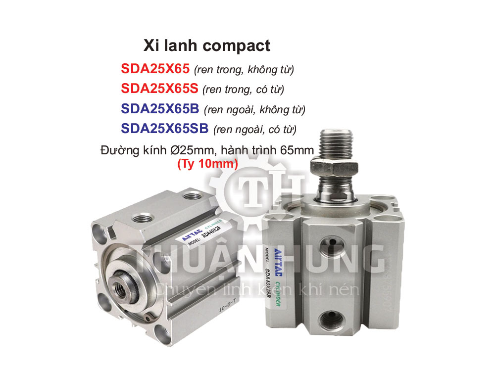 Xi lanh Compact Airtac SDA25X65 (Đường kính phi 25mm x hành trình 65mm)