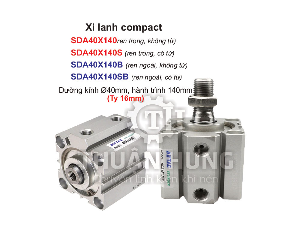 Xi lanh Compact Airtac SDA40X140 (Đường kính phi 40mm x hành trình 140mm)
