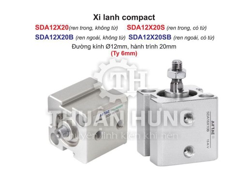 Xi lanh Compact Airtac SDA12X20 (Đường kính phi 12mm x hành trình 20mm)