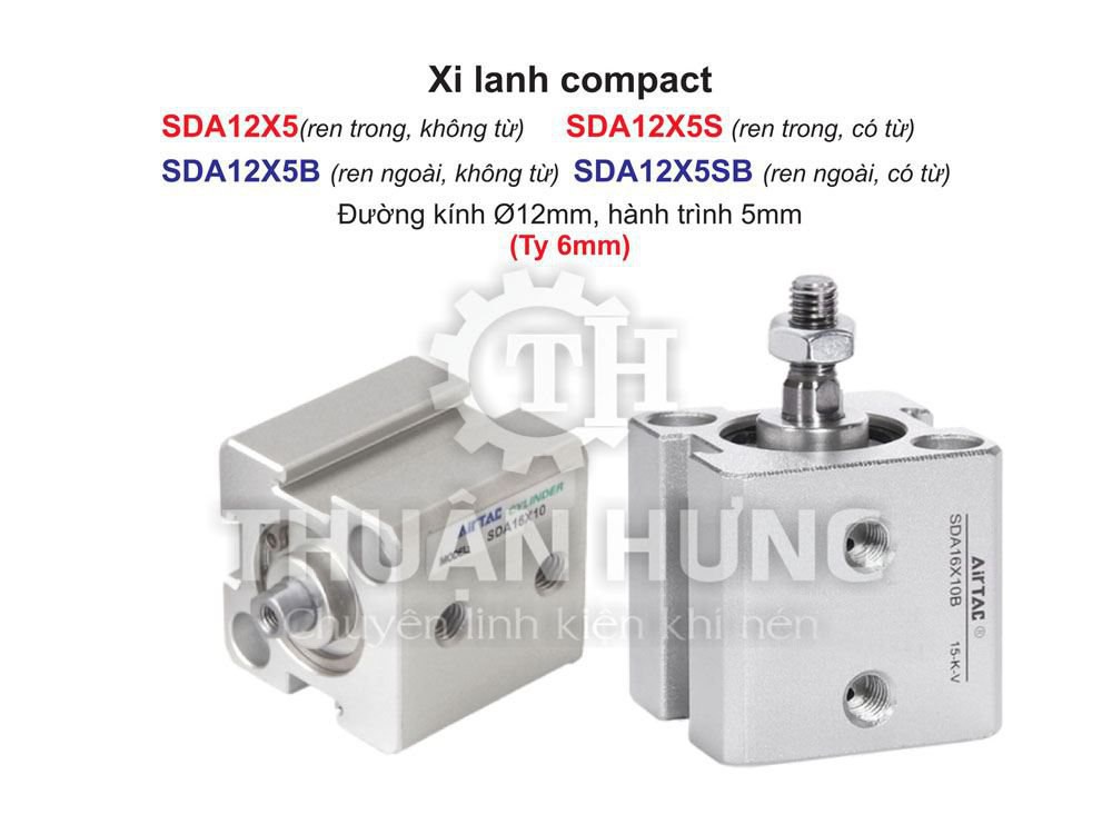 Xi lanh Compact Airtac SDA12X5 (Đường kính phi 12mm x hành trình 5mm)