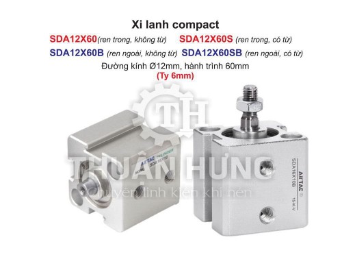 Xi lanh Compact Airtac SDA12X60 (Đường kính phi 12mm x hành trình 60mm)